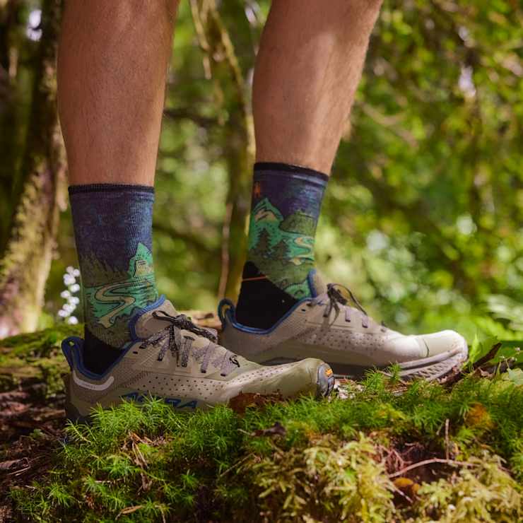 Trail Run Targeted Cushion Neature Print Crew Socks - Image 2